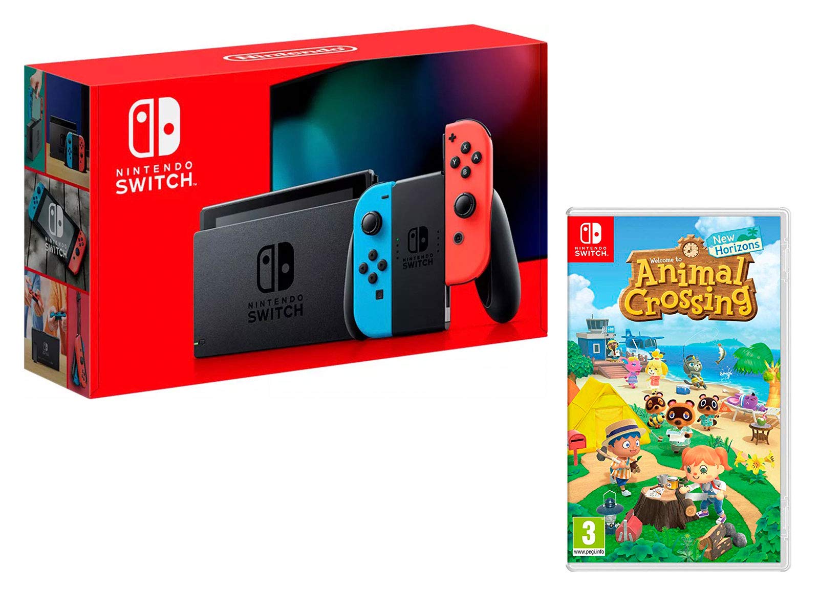 Nintendo Switch V2 32Gb Neon-Rot/Neon-Blau [neues model] + Animal Crossing: New Horizons Angebot bei HelloDeals