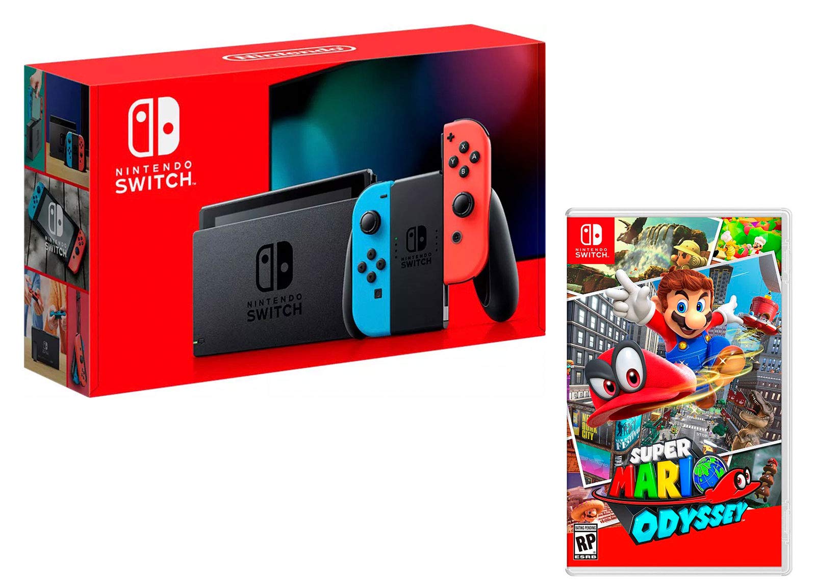 Nintendo Switch Konsole 32Gb Neon-Rot/Neon-Blau + Super Mario Odyssey Angebot bei HelloDeals