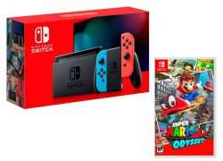 Nintendo Switch Konsole 32Gb Neon-Rot/Neon-Blau + Super Mario Odyssey Angebot bei HelloDeals