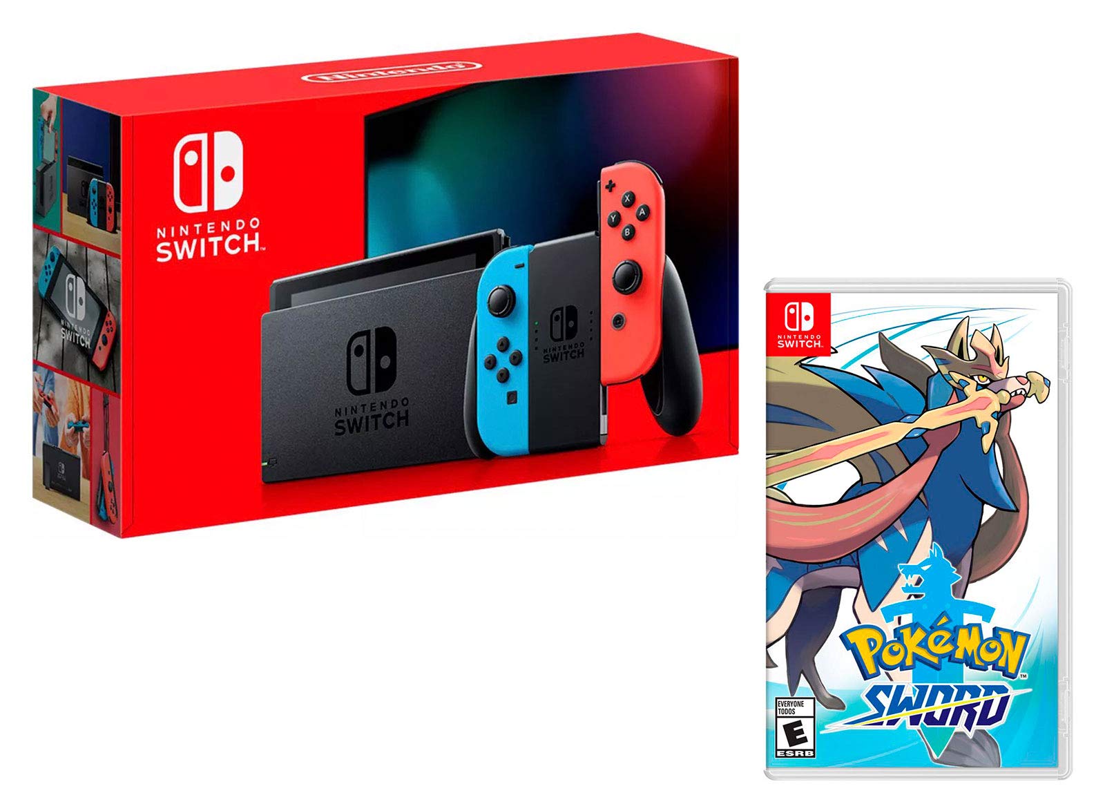 Nintendo Switch V2 32Gb Neon-Rot/Neon-Blau [neues model] + Pokémon Schwert Angebot bei HelloDeals