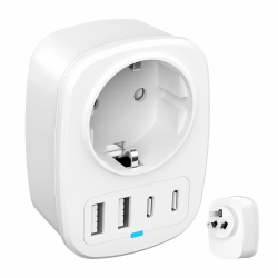 Reiseadapter, Universal Reise Australien Deutschland Stecker mit 2 USB-C 2 USB-A, Steckdosenadapter für EU nach China/Neuseeland/Argentinien Reise für Wandladegerät Ladestation EU-AUS Angebot bei HelloDeals