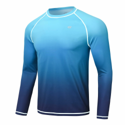 Rashguard UV Shirt Herren Langarmshirt Schwimm Tshirt Schnelltrocknend Atmungsaktiv Surfen Angeln Wandern Top M 1-verlaufsfarbe Blau Angebot bei HelloDeals