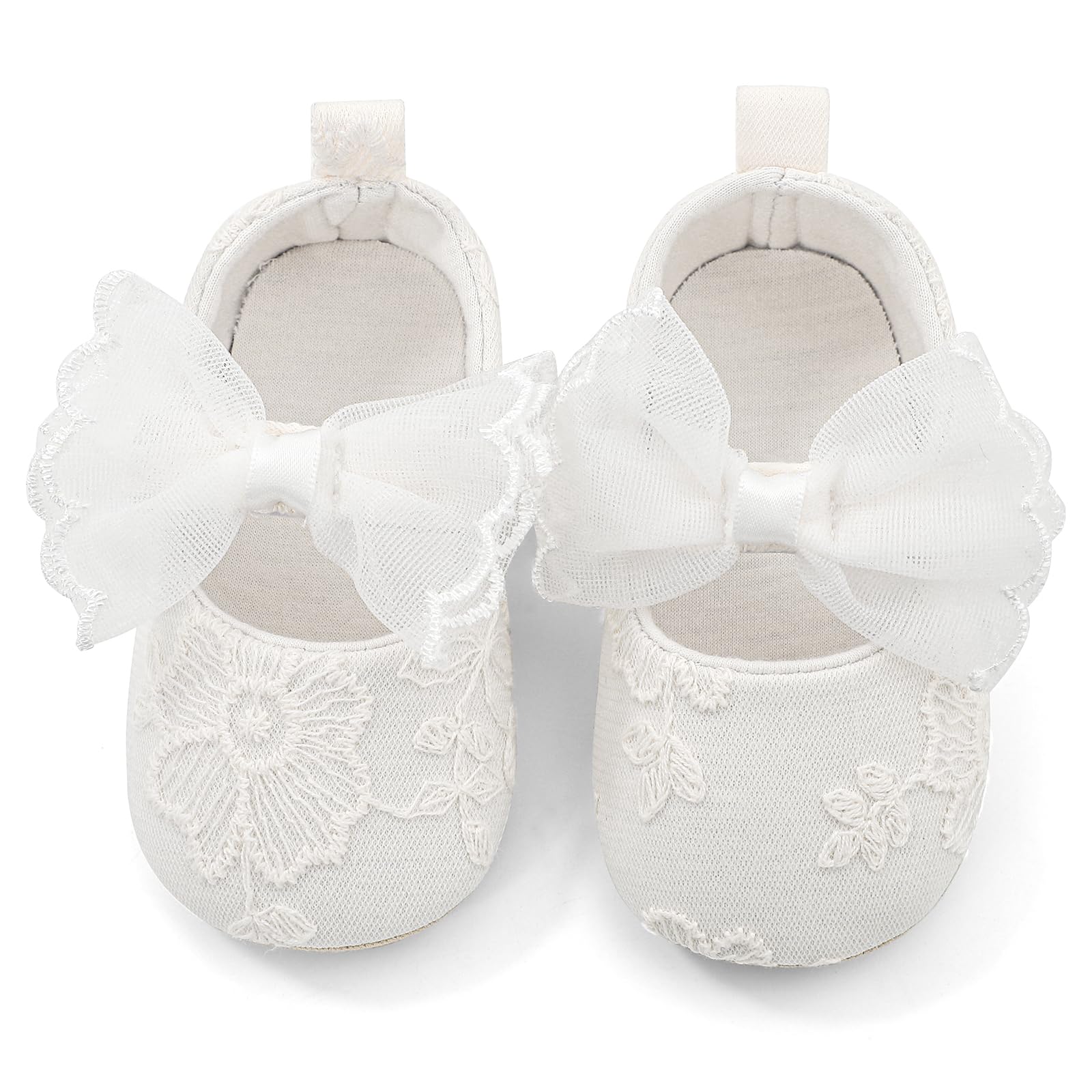 Baby Mädchen Schuhe Baby Ballerina Schuhe Lauflernschuhe Taufe Schuhe mit Bowknot PU Leder Babyschuhe Weiß F 6-12 Monate Angebot bei HelloDeals