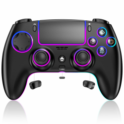 Reddening für PS5 Controller mit 3,5-mm-Audio, RGB-Beleuchtung, 6-Achsen-Sensor, Dual-Vibration, Turbo, Touchpad, 1500-mAh-Akku, Kompatibel mit PS5/Pro/PC/MAC/iOS/Android/Steam Deck Schwarz Angebot bei HelloDeals