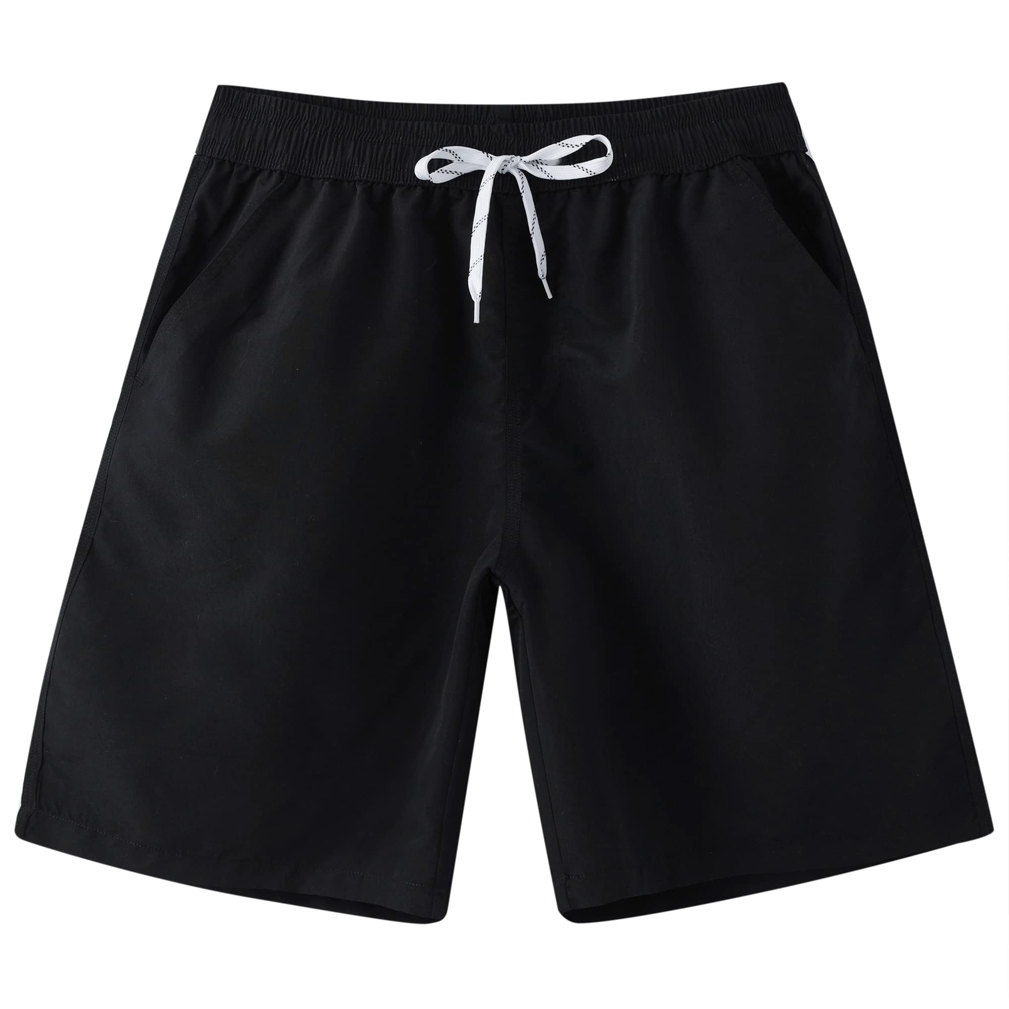 Schnelltrocknende Pro Badeshorts mit Mesh-Innenslip & Taschen, Wasserabweisende Herren Badehose Lang Boardshorts Sport Shorts M Schwarz Ohne Mesh-futter Angebot bei HelloDeals