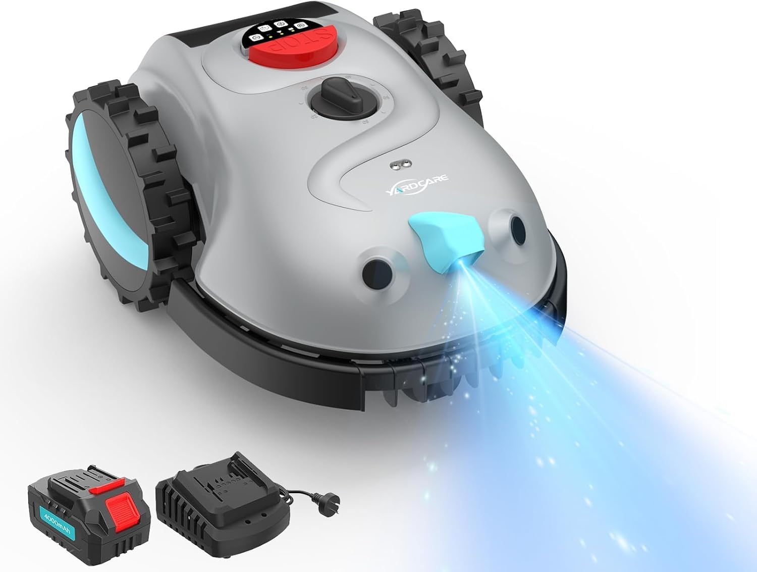 V100 Mähroboter ohne Begrenzungskabel, mit Vision-Navigation, Hindernisvermeidung(150 Arten), 4,0 Ah Akku Rasenmäher Roboter, Rasenroboter mit Graskamm, Ersatzklingen Hellgrau Angebot bei HelloDeals