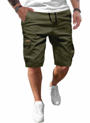 JMIERR Kurze Hosen Herren Baumwolle Cargo Shorts Herren Sommer Freizeithose mit Taschen XL C Grün Angebot bei HelloDeals