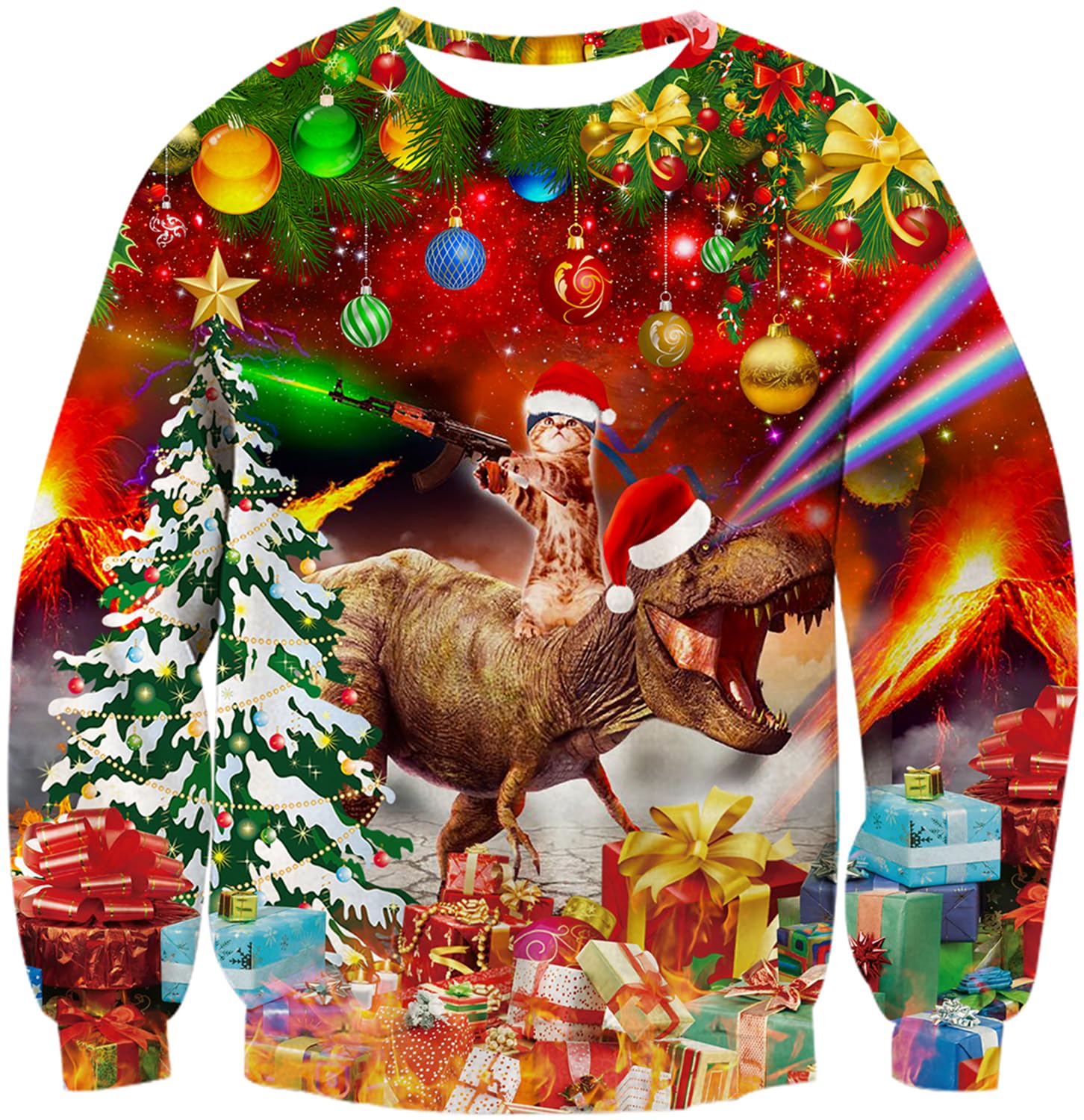 TUONROAD Herren Damen Weihnachtspullover 3D Lange Ärmel Ugly Christmas Sweater Sweatshirt S-3XL 1 B Tier Rot L Angebot bei HelloDeals