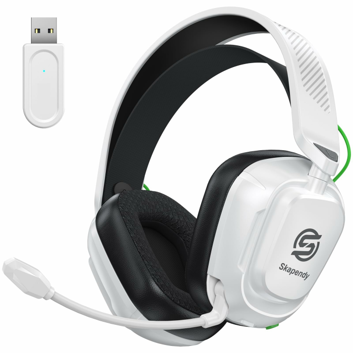 2,4GHz Wireless Gaming Headset für PS5, PS4, Switch, Mac, PC, Ultra-Niedriglatenz, 50+ Std. Batterie, Stereo Sound Bluetooth Gaming Kopfhörer mit Noise-Canceling Mikrofon Helles Schwarz Weiß Angebot bei HelloDeals
