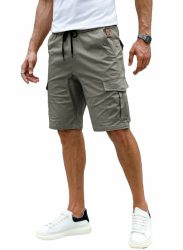 Kurze Hosen Herren Cargo Shorts Sommer Freizeithose Kurze Elastische Taille Chino Shorts Mit 6 Taschen S-XXL XL 1grau Angebot bei HelloDeals