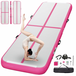 FBSPORT Airtrack Matte 10/20 cm Höhe 2/3/4/5/6/M Dicke Gymnastikmatte mit Luftpumpe Trainingsmatte mit Tragetasche Gymnastikmatte für Zuhause Pink 300x100x20 cm Angebot bei HelloDeals