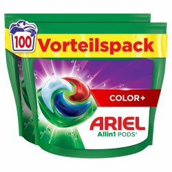 Ariel Waschmittel Pods All-in-1, Flüssigwaschmittel Kapseln 100 Waschladungen, Color+, Kraftvolle Fleckentfernung ab der 1. Wäsche NEU bunt 100 stück (1er Pack) Angebot bei HelloDeals