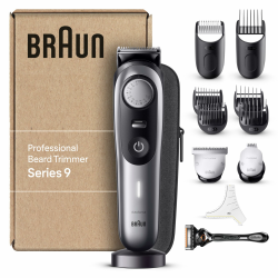 Braun Barttrimmer Series 9, Elektrischer Bartschneider Herren mit 11 Barber-Tools, Ultrascharfe ProBlade Klinge, 180 Min Akkulaufzeit, Kabelloser Bartrasierer, 40 Längen, Wasserdicht, BT9440, Chrom +11 Bart Tools Kartonverpackung Angebot bei HelloDeals