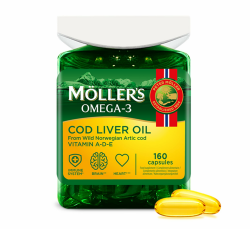 Moller’s ® | Lebertran Kapseln | Omega-3-Fettsäuren DHA & EPA, Enthält Vitamin A, D & E, Unterstützt Immunsystem, Herzfunktion, Gehirnfunktion & Sehkraft | 160 Stück Angebot bei HelloDeals