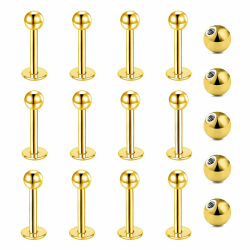 12er Lippenpiercing Stecker 1,2mm Chirurgenstahl Piercing Lippe Labret Helix Tragus Stud Silber Gold Schwarz 6mm 8mm 10mm 12mm Gold 8mm Angebot bei HelloDeals