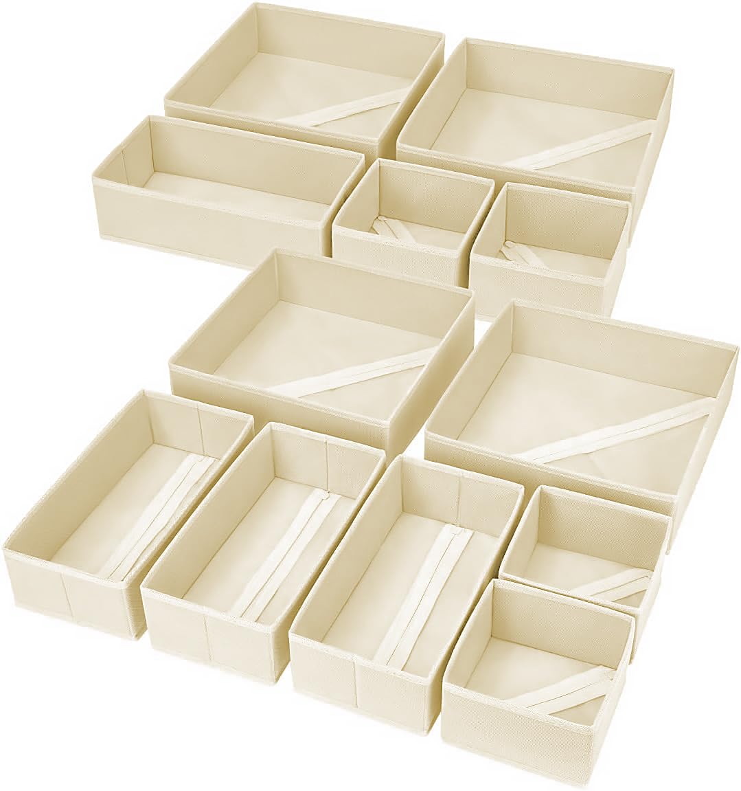 12 Stück Schrank Organizer Schubladen Organizer, Faltbare Aufbewahrungsbox Stoff, Unterwäsche Organizer, Organizer Kleiderschrank für Kleidung, Socken, Beige 12 Stück Beige Angebot bei HelloDeals