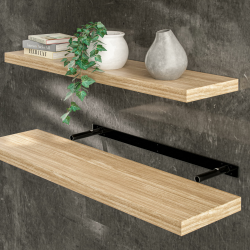 Casaria® Wandregal Holz Eiche Regal mit Halterung 15kg Tragkraft Hängeregal Küche Wohnzimmer Flur Wand Schweberegal Bücherregal Regalbrett Schwebend 90cm 90cm Eiche Angebot bei HelloDeals