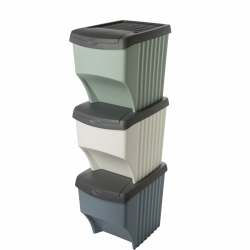 SUSTANIA Premium Müllsortiersystem 3-fach, Stapelbarer Abfallsammler mit 3x22L Volumen, Mülleimer & Mülltrennsystem für Küche & Haushalt, 40x30x33 cm, Made in EU Angebot bei HelloDeals