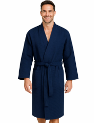 Morgenstern Bademantel Herren Leichter Waffelstoff aus 100% Baumwolle Waffelpique Morgenmantel XL Blau Angebot bei HelloDeals