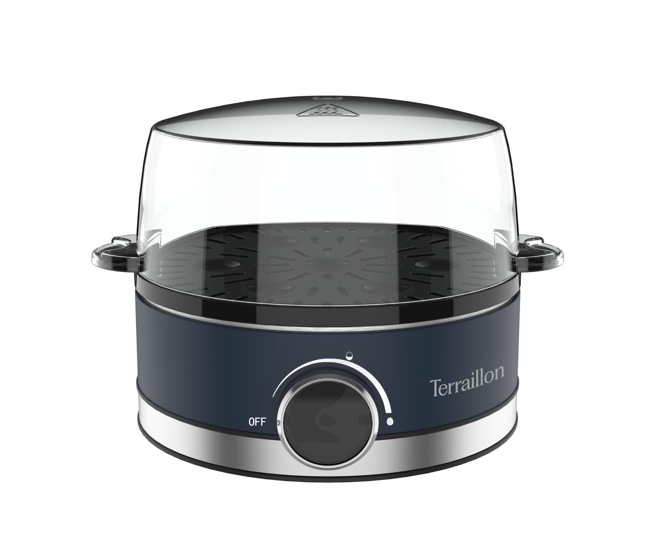 TERRAILLON - New Moon Elektrischer Eierkocher, Kapazität 7 Eier, 410 W, integrierter Timer, integrierter Deckel, Messbecher, Korpus aus lackiertem Edelstahl, Blau Angebot bei HelloDeals