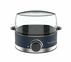 TERRAILLON - New Moon Elektrischer Eierkocher, Kapazität 7 Eier, 410 W, integrierter Timer, integrierter Deckel, Messbecher, Korpus aus lackiertem Edelstahl, Blau Angebot bei HelloDeals