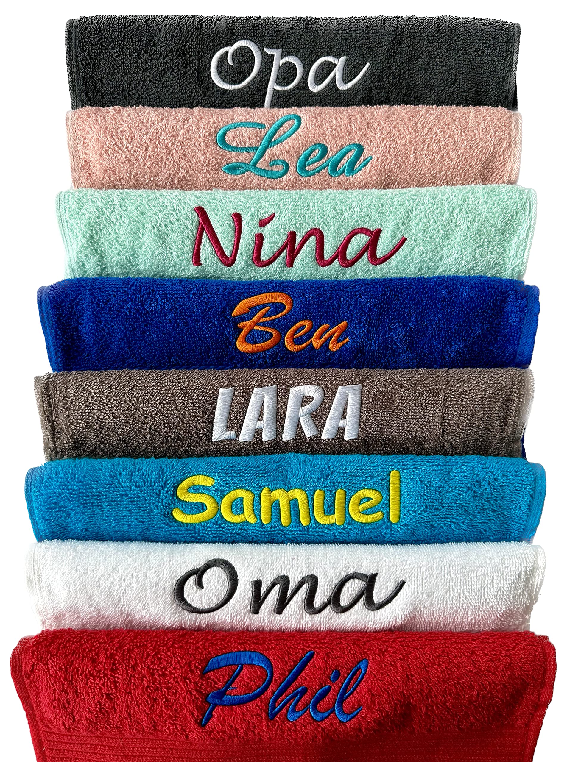 Handtuch mit Namen oder Wunschtext Bestickt, personalisiertes Duschtuch, individuelles Badetuch, Saunatuch oder Gästehandtuch mit Initialen, 100% Baumwolle, 50 x 100 cm dunkelblau Dunkelblau 50 x 100 cm Angebot bei HelloDeals