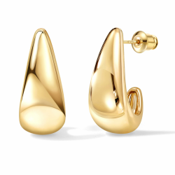 DOCHAIS 925 Sterling Silber Chunky Huggie Creolen für Damen | 14K Vergoldete Tränen- & Kuppelförmige Dicke Goldcreolen, Hypoallergen, Gold/Silber/Roségold | Schmuck Geschenke für Frauen Angebot bei HelloDeals