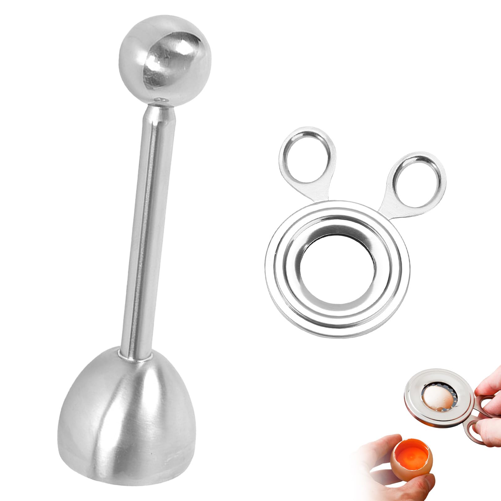 2 Stück Eierköpfer Edelstahl und Eieröffner,Eierköpfer Testsieger,Eier Cutter,Eieröffner mit Kugel,Weich Gekochte Eier Eierkopf,Ei Öffner,Eierknacker,Egg Cracker,Robuster Eierschalenöffner für Küche Angebot bei HelloDeals