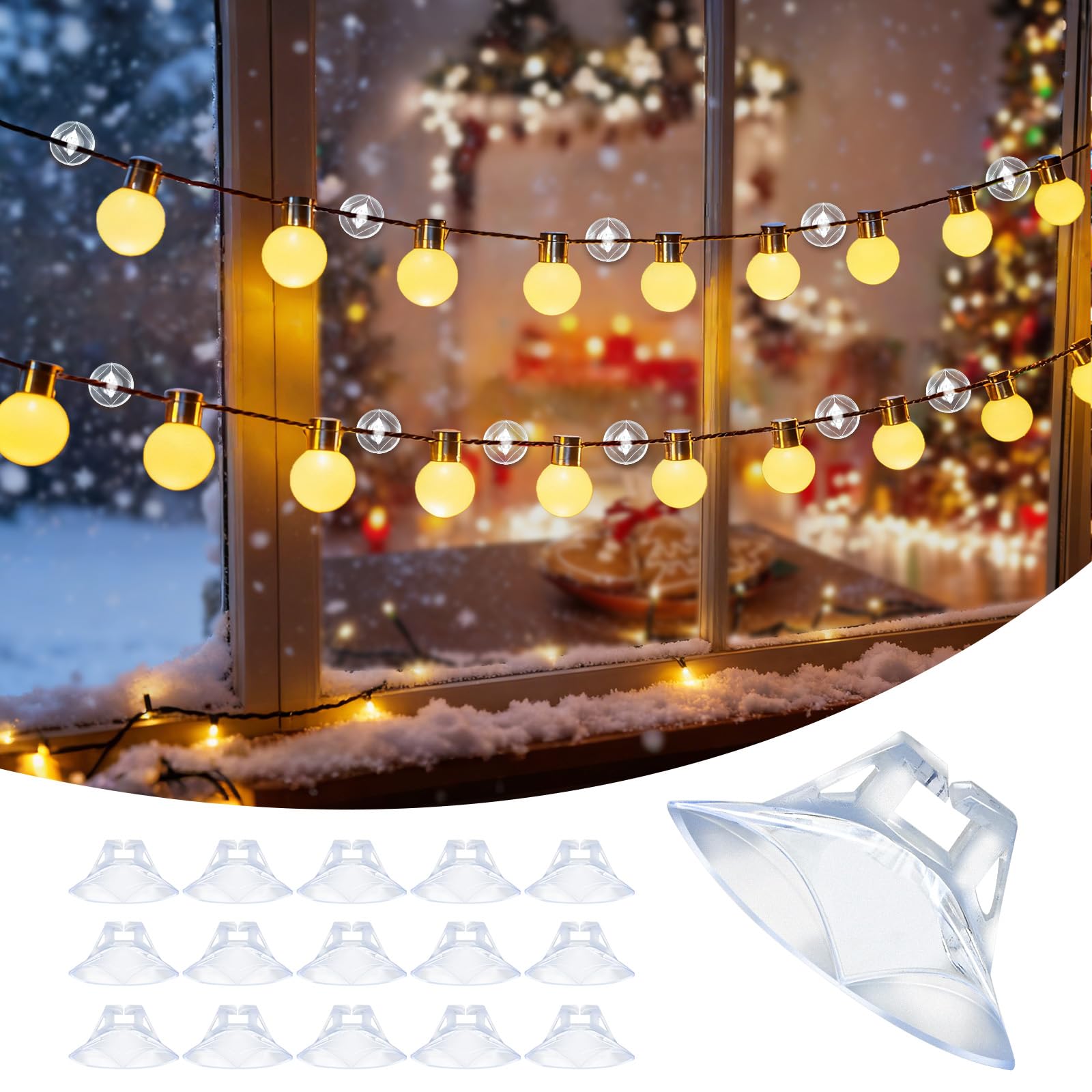 Saugnäpfe für Lichterketten, 60 Stück Saugnapf für Fenster Befestigung mit Kabel-Schlitz,Transparent PVC, Wiederverwendbar, Abnehmbar Saughaken für Fenster, Glas, Spiegel, Badezimmer, Küche Angebot bei HelloDeals