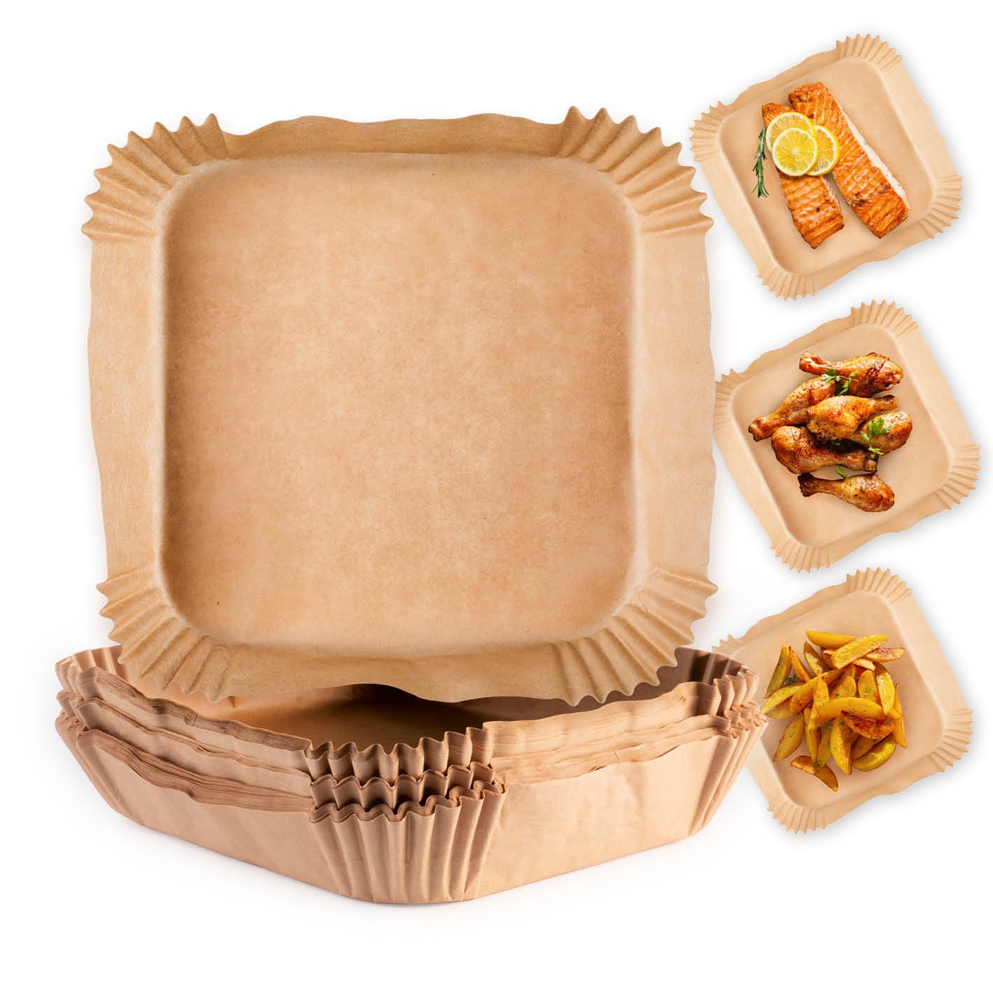 GOURMETmaxx Backpapier für Heißluftfritteuse 2 bis 5 Liter | Backpapierschale antihaftbeschichtet & ölbeständig | Airfryer Backpapier – flexible Form | 50 Stück – 16 x 16 x 4,5 cm 2-5 Liter 50.0 Angebot bei HelloDeals