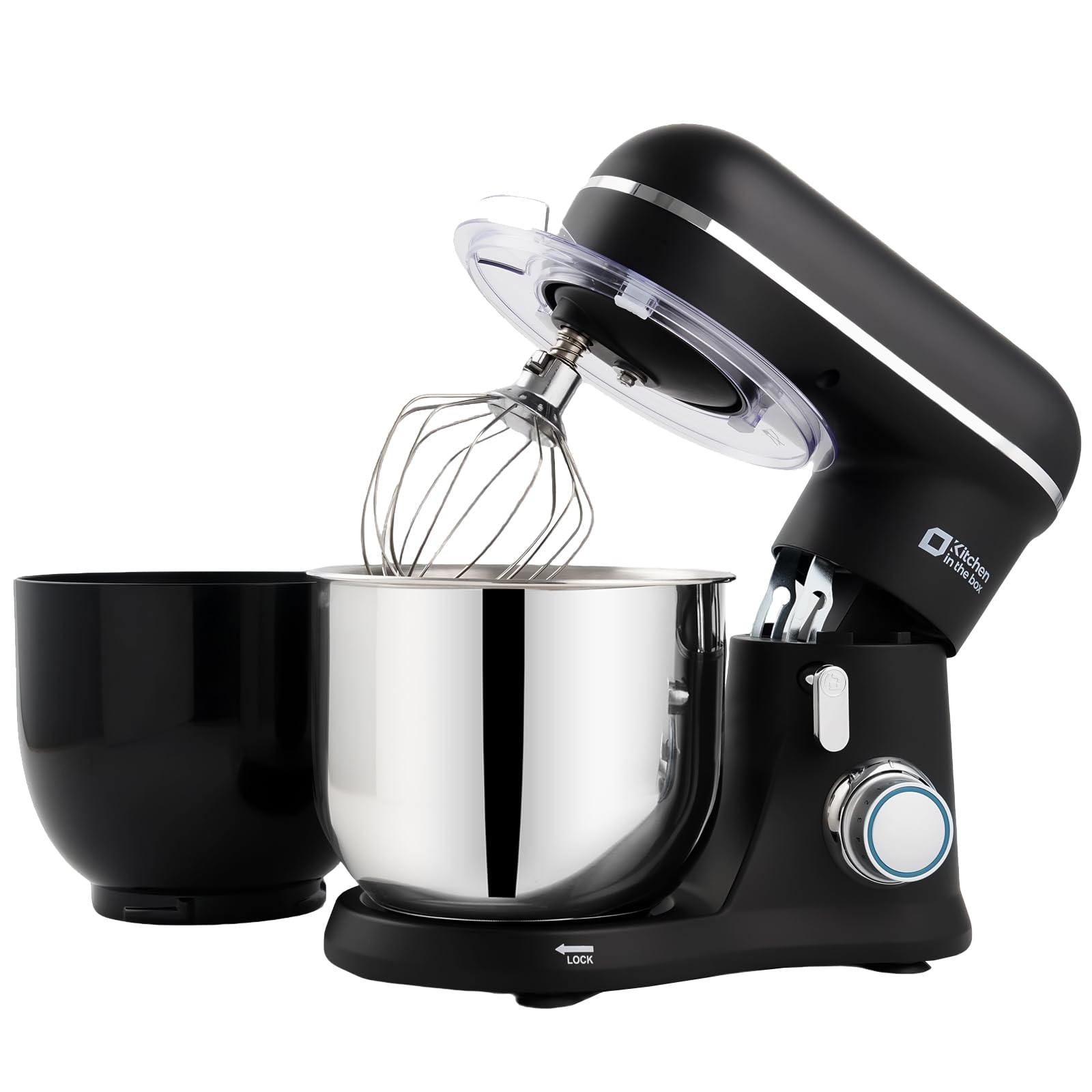 Kitchen in the box küchenmaschine, Zwei 3,5L Schüsseln, kleiner Knetmaschine, 10-Geschwindigkeits tragbarer, leichter Teigmaschine, mattes Rührmaschine mit Knethaken,Rührbesen und Schneebesen(Schwarz) 3.5L+3.5L Schwarz Angebot bei HelloDeals