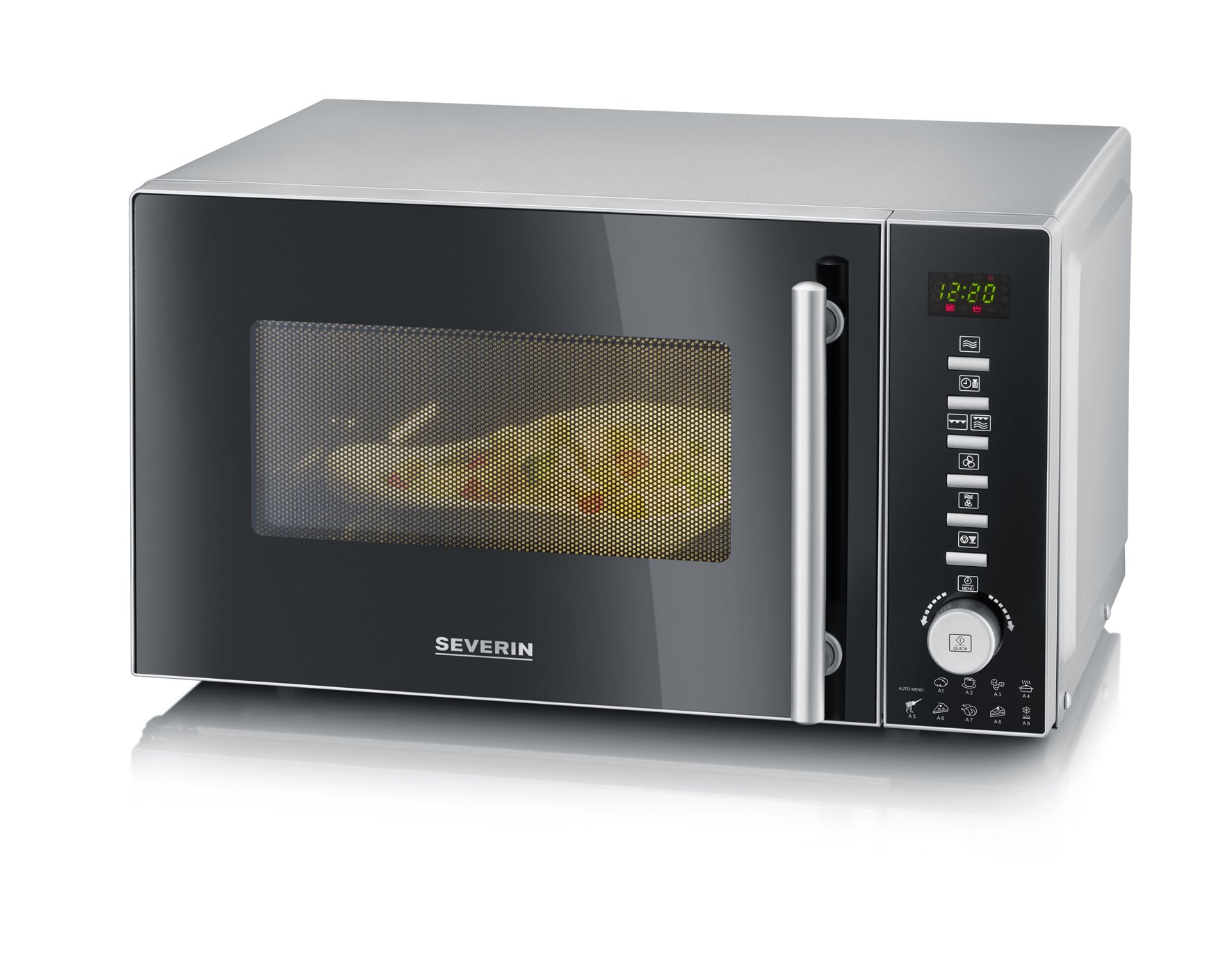 SEVERIN 3-in-1 Mikrowelle mit Grill und Heißluftfunktion, Minibackofen mit 10 Leistungsstufen, multifunktionale Mikrowelle mit Drehteller und Grillrost, schwarz, MW 7773 20L, Grill- und Heißluftfunktion Angebot bei HelloDeals