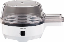 Krups Eierkocher Ovomat Spezial, Für bis zu 7 Eier, inkl. Wasser-Messbecher mit Eierstecher, Herausnehmbarer Eierhalter, Signalton, 350 Watt, Weiß/Schwarz, F23370 Weiss/Opulenter Garten Angebot bei HelloDeals