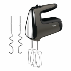 Tefal Power Mix Silence Handmixer, 600 Watt, variabler Geschwindigkeitsregler, Turbo- und Auswurf-Funktion, extrem leiser Motor, Handrührgerät inkl. 2 Rührbesen und 2 Knethaken, grau, HT650E38 Handmixer Grau Angebot bei HelloDeals