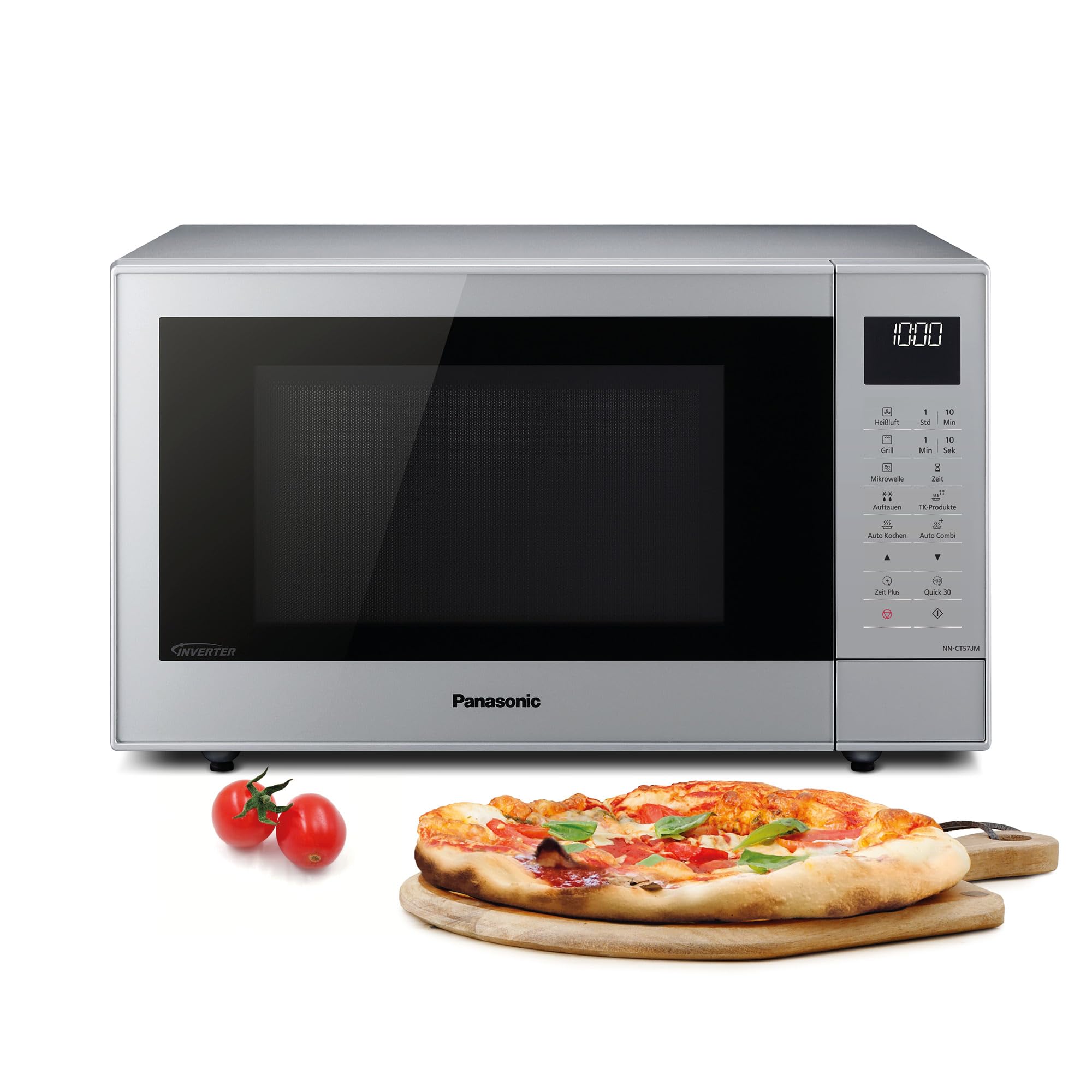 Panasonic NN-CT57JMGPG Mikrowelle (1000 Watt, mit Grill und Heißluft, Inverter Mikrowelle, 27 Liter, geringe Bautiefe) Silber Silber Single Angebot bei HelloDeals