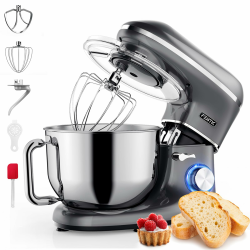 Küchenmaschine - 2000W - Edelstahl Rührschüssel (6,2 L) - Knetmaschine mit Rührhaken, Knethaken, Schlagbesen und Spritzschutz - Inkl. zusätzlichem Zubehör - Anthrazit Angebot bei HelloDeals