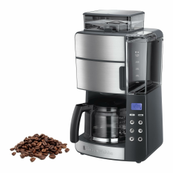 Russell Hobbs Kaffeemaschine mit Mahlwerk Glaskanne [Digitaler Timer, Brausekopf für opt. Extraktion & Aroma] Grind&Brew (1 bis 10 Tassen, 3-stufige Mahlgradeinstellung) Filterkaffeemaschine 25610-56 Angebot bei HelloDeals