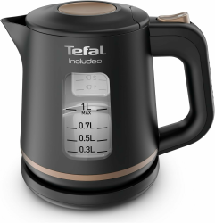 Tefal KI5338 Includeo Wasserkocher, Fassungsvermögen 1 L, Anti-Rutsch-Griff, einfach abzulesende Wasserstandsanzeige, 360°-Drehsockel, herausnehmbarer Filter, 2400 W, 23.3 x 16.6 x 20 cm Wasserkocher im exklusiven Design, 1 l Single Angebot bei HelloDeals