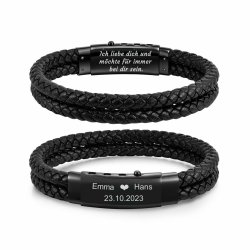 Gamtic Leder Armband Herren Geschenke für Männer - Edelstahl Verstellbare Verschluss, Schwarz Lederarmband mit Gravur Schmuck Herren Geschenk für Ihn Papa Opa Mann Sohn Bruder Enkel Personalisierte Angebot bei HelloDeals