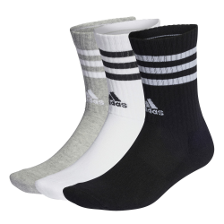 adidas Unisex 3-Stripes Cushioned Crew Socks 3 Pairs 40-42 Medium Grey Heather / White / Black / White Angebot bei HelloDeals