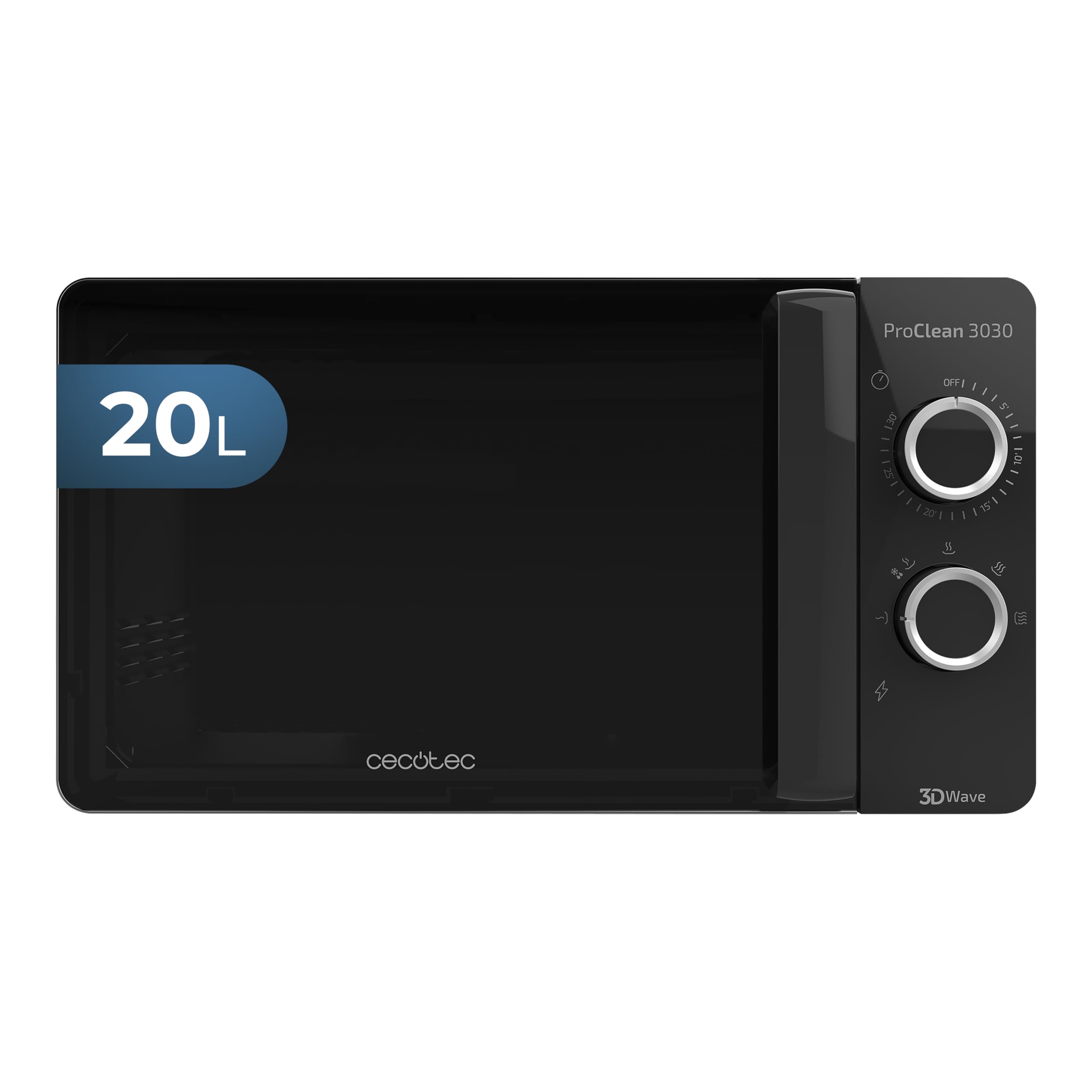 Cecotec ProClean 3030 - Mikrowelle, 20 l Kapazität, Ready2Clean-Beschichtung, 700 W, 6 Betriebsstufen, 30-Minuten-Timer, Abtaumodus, Farbe Schwarz Shwarz 20 L 20L | Proclean Angebot bei HelloDeals
