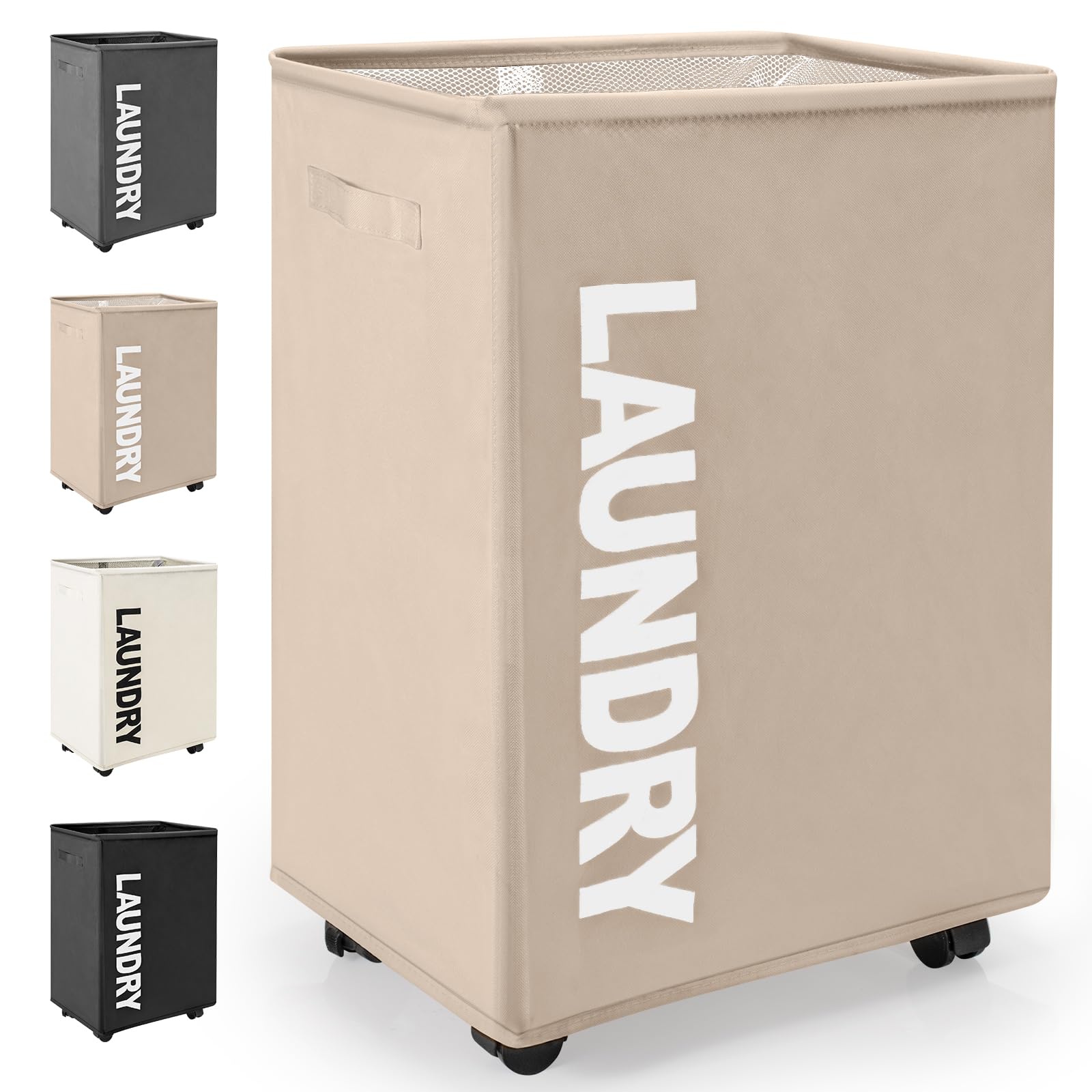 Faltbare Wäschekörbe mit Rädern 65L Großen Oxford-Stoff Faltbarer Wäschekorb Rechteckiger Wasserdichter Wäschebehälter Faltbare Wäschebox mit Rad Praktischer Wäschesammler(Khaki) Khaki 65l Angebot bei HelloDeals