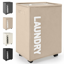 Faltbare Wäschekörbe mit Rädern 65L Großen Oxford-Stoff Faltbarer Wäschekorb Rechteckiger Wasserdichter Wäschebehälter Faltbare Wäschebox mit Rad Praktischer Wäschesammler(Khaki) Khaki 65l Angebot bei HelloDeals