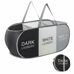 Yiomxhi Faltbar Wäschekorb mit 3 Fächer, 99L Pop Up Wäschesammler mit Henkel, Wäschetasche Groß Klappbarer Aufbewahrung Korb für Kleidung Spielzeug Waschküche Schlafzimmer Reisen Angebot bei HelloDeals