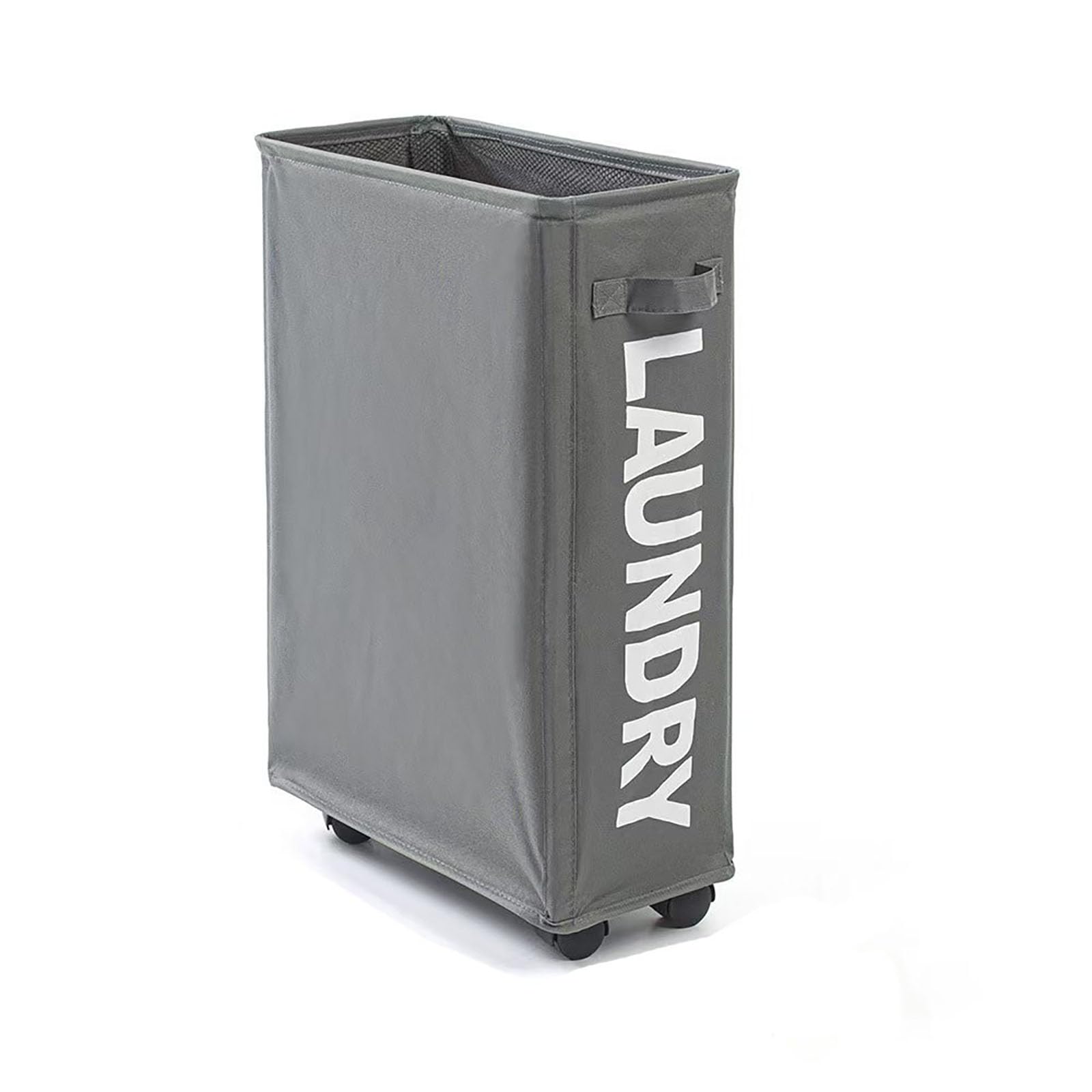 42L Schmaler Faltbarer Wäschekorb mit Rollen und Griff, Platzsparender Wäschesammler für Schlafzimmer, Badezimmer und Waschküche (GRAY) Angebot bei HelloDeals