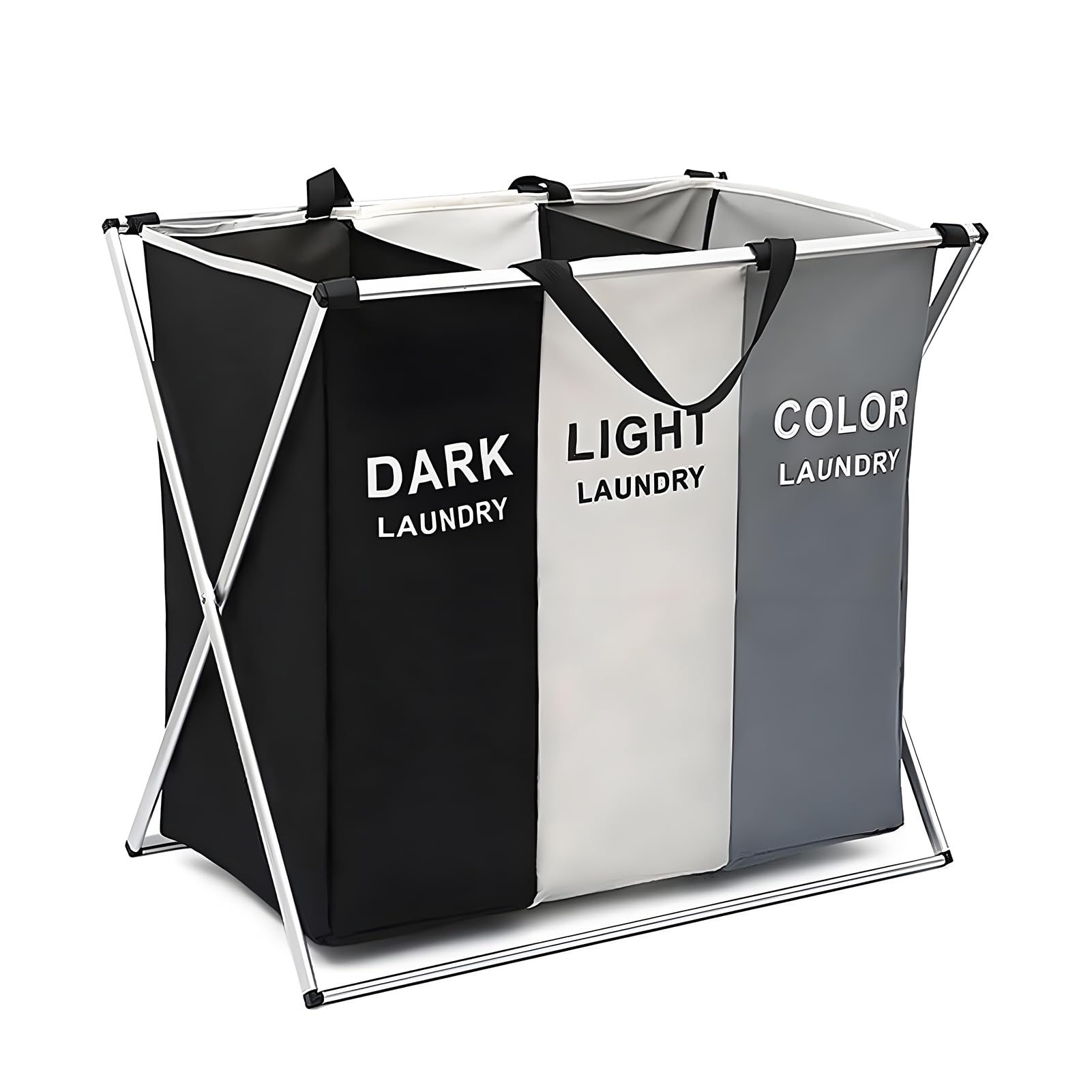 Wäschekorb Mit 3 Fächern Faltbarer Wäschesammler Aus 600D Oxford-Stoff Wasserdichter Wäschesortierer Mit Tragegriff Wäschebox Für Schmutzwäsche Kleidung Organisation 65x38x60 cm Angebot bei HelloDeals