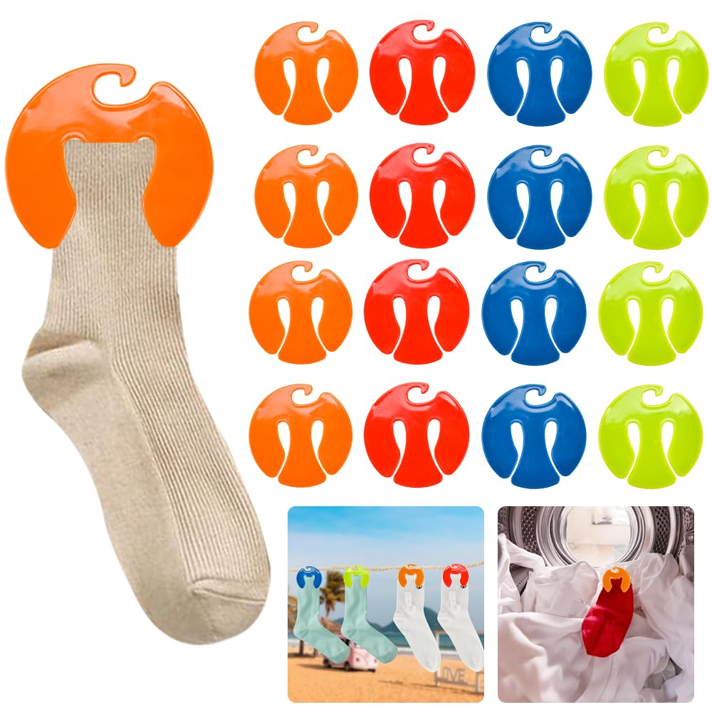 48 Stück Sockenklammern für Waschmaschine und trockner Sockenclip Sockenhalter mit Haken Sockensortierer Socken Mit Sockenclip Direkt In Die Schublade Ohne Sie Zu Falten (4 Farben) Angebot bei HelloDeals
