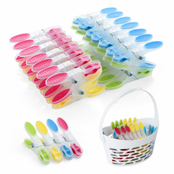 AiQInu 40 Stück Wäscheklammern mit Korb, Plastik Handtuchklammern Clothes Pegs mit Rutschfestem Silikon, Mehrfarbig Klammer Hinterlässt Keine Marken für Wäsche Hosen T Shirts Unterwäsche Socke 40pcs mit Korb Angebot bei HelloDeals