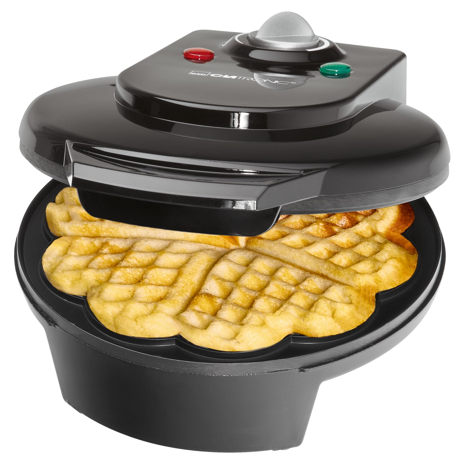 Clatronic® Waffeleisen Herzform | Antihaftbeschichtung | mit großen Backflächen | ⌀ 18 cm | stufenlos regelbarer Bräunungsgrad | Herzwaffeleisen | Waffle Maker | Waffelmaker | WA 3491 schwarz Angebot bei HelloDeals