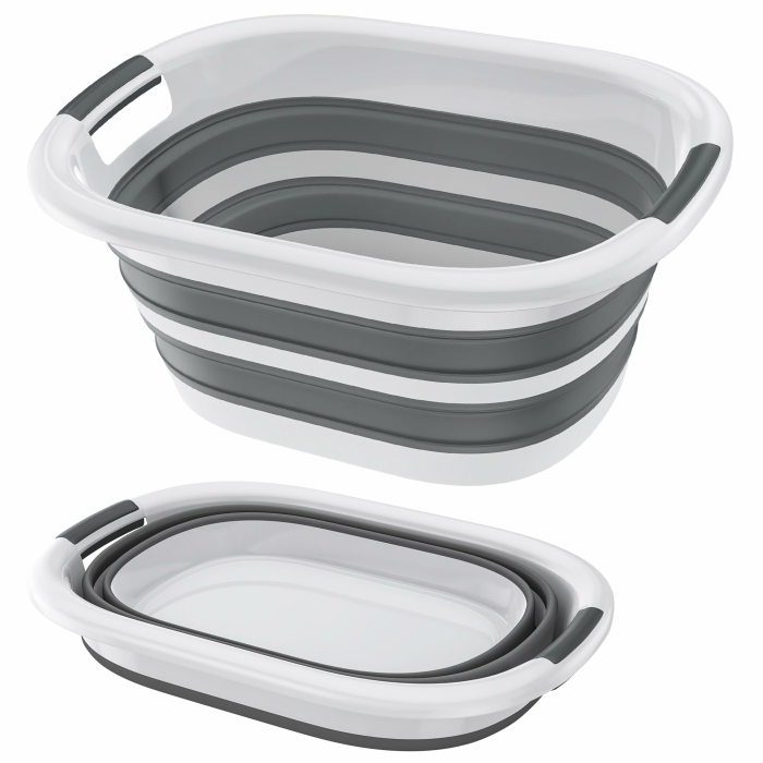 Wäschekorb Faltbar 26L Wäschesammler Wäschewanne aus Kunststoff mit 2 Griffe Tragbarer Zusammenklappbarer Platzsparend Aufbewahrungsbehälter für Kleidung, Spielzeug und Camping Angebot bei HelloDeals